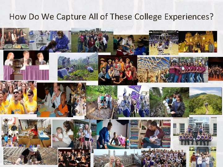 How Do We Capture All of These College Experiences? 