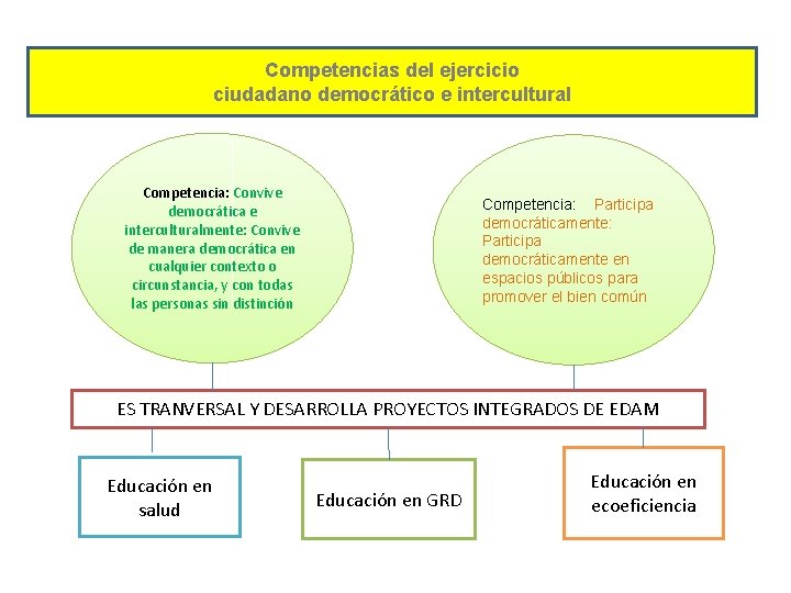 Competencias del ejercicio ciudadano democrático e intercultural Competencia: Convive democrática e interculturalmente: Convive de