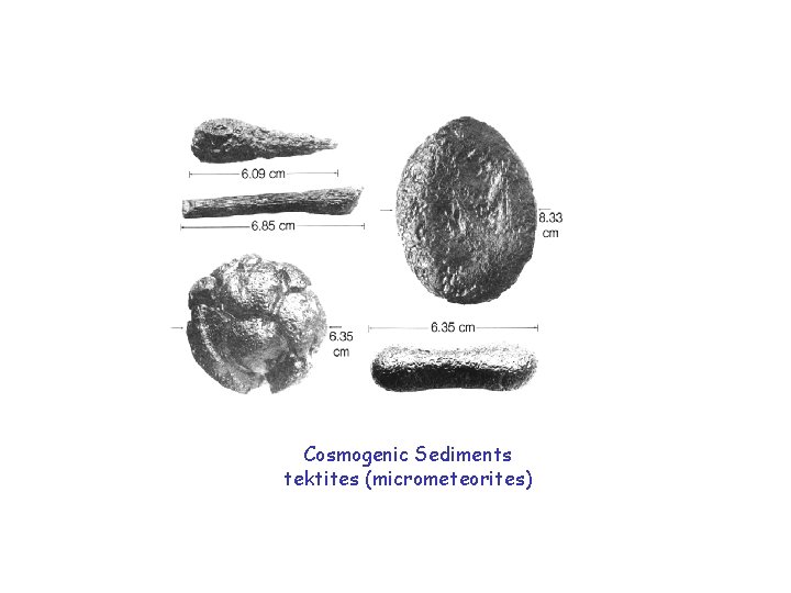 Cosmogenic Sediments tektites (micrometeorites) 