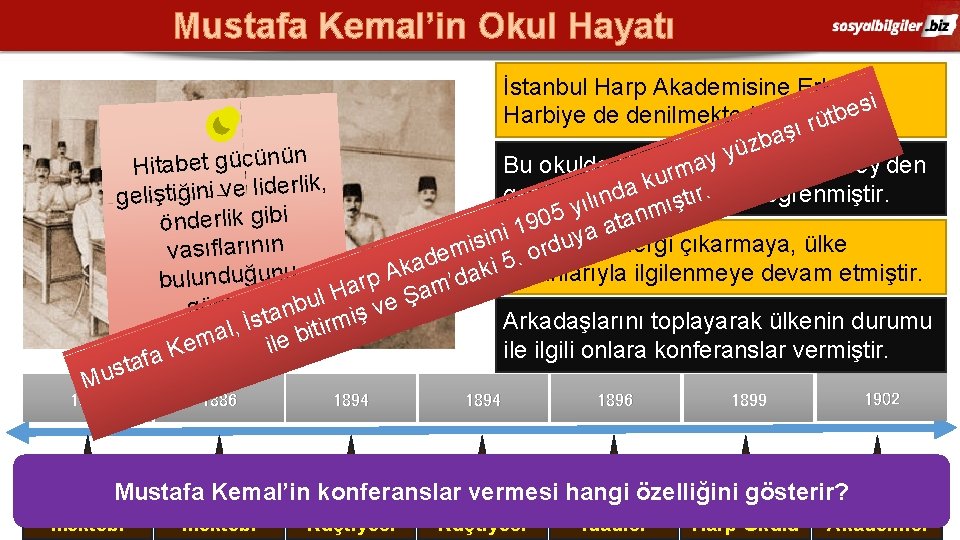 Mustafa Kemal’in Okul Hayatı İstanbul Harp Akademisine Erkan-ı i s e Harbiye de denilmektedir.
