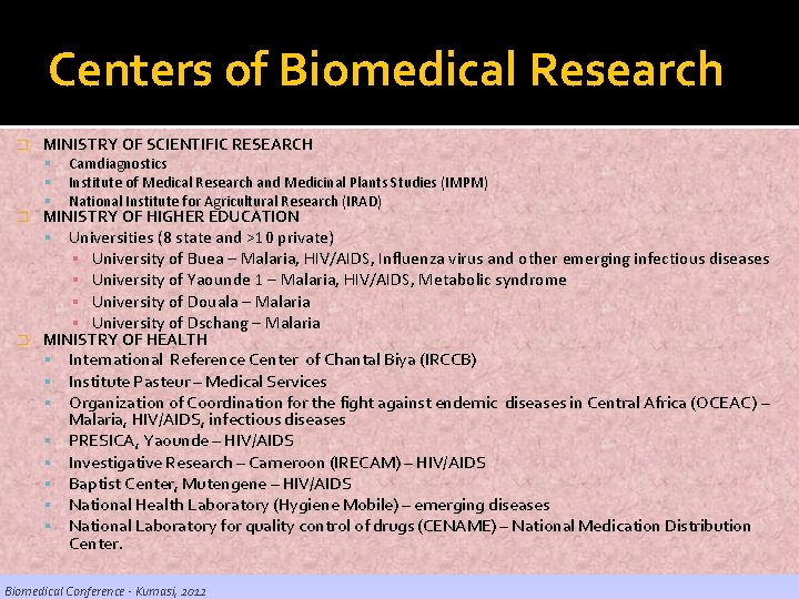 Centers of Biomedical Research � MINISTRY OF SCIENTIFIC RESEARCH � Camdiagnostics Institute of Medical Centers of Biomedical Research � MINISTRY OF SCIENTIFIC RESEARCH � Camdiagnostics Institute of Medical