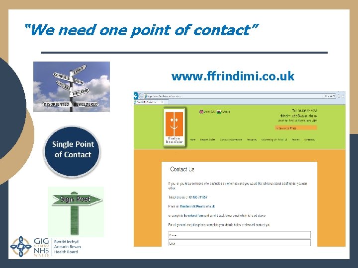 “We need one point of contact” www. ffrindimi. co. uk 