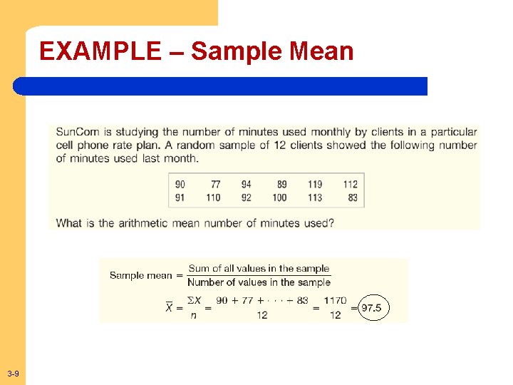 EXAMPLE – Sample Mean 3 -9 