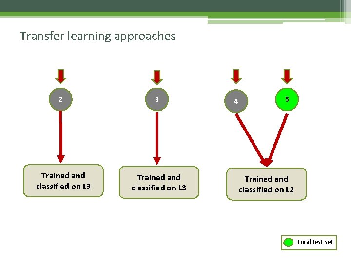 Transfer learning approaches 2 Trained and classified on L 3 3 Trained and classified