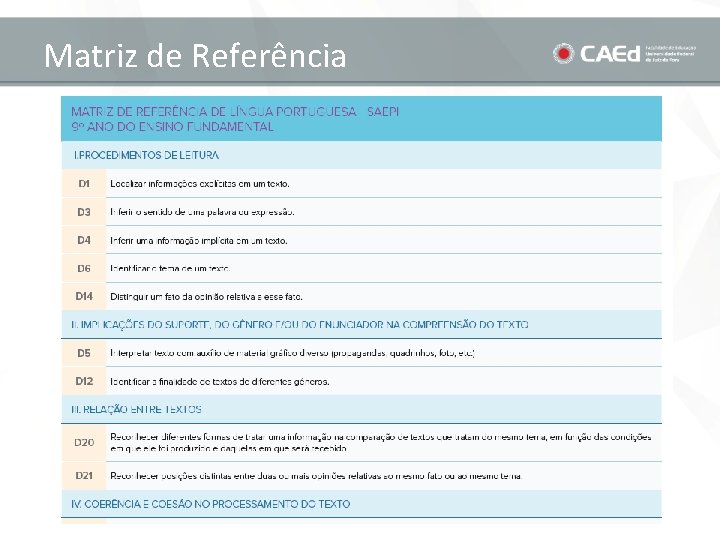 Matriz de Referência 