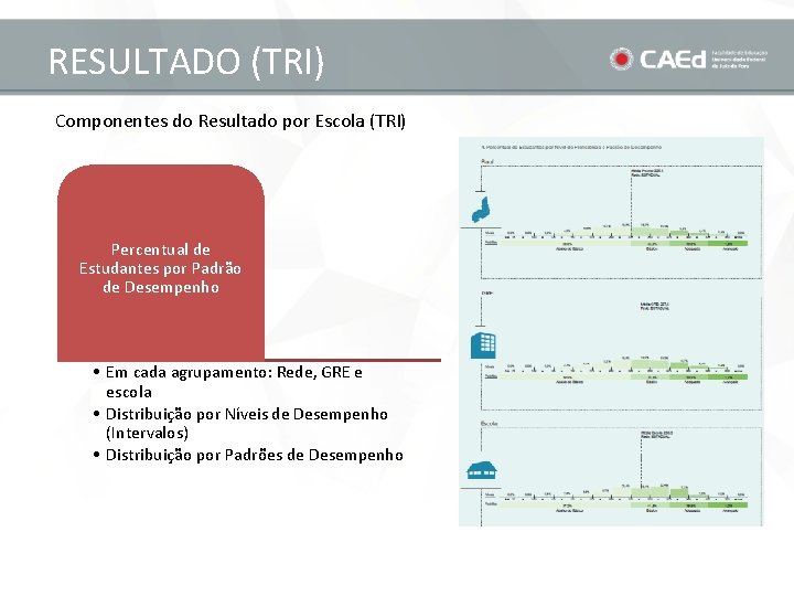 RESULTADO (TRI) Componentes do Resultado por Escola (TRI) Percentual de Estudantes por Padrão de