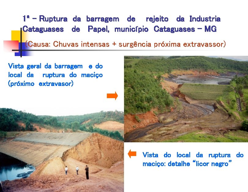 1ª - Ruptura da barragem de rejeito da Industria Cataguases de Papel, município Cataguases