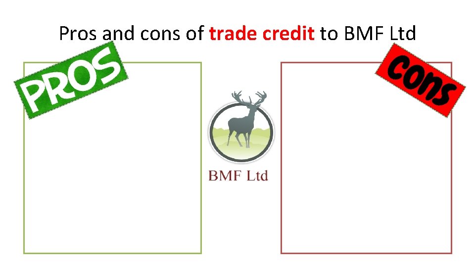 Pros and cons of trade credit to BMF Ltd Pros and cons of trade credit to BMF Ltd