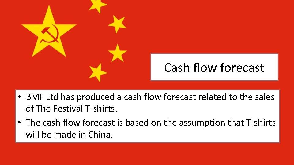 Cash flow forecast • BMF Ltd has produced a cash flow forecast related to Cash flow forecast • BMF Ltd has produced a cash flow forecast related to