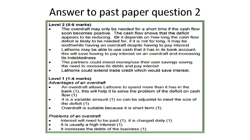 Answer to past paper question 2 Answer to past paper question 2