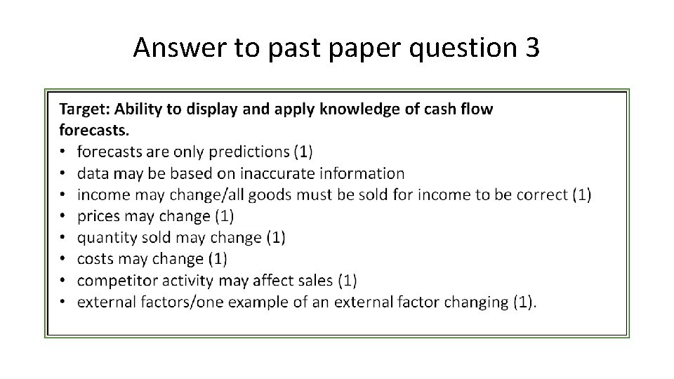 Answer to past paper question 3 Answer to past paper question 3