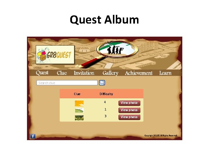 Quest Album Search clue Clue Difficulty 4 View photo 1 View photo 3 View