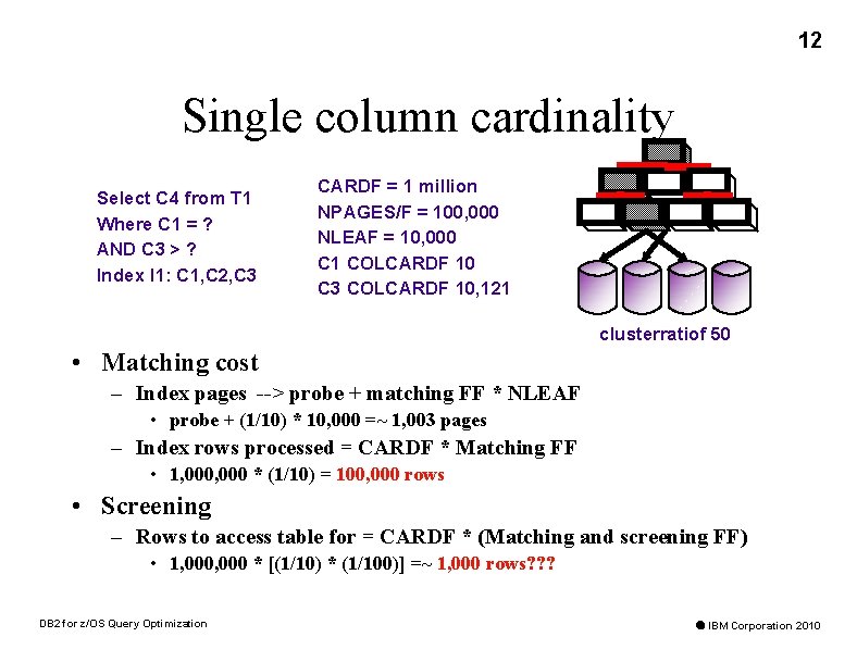 12 Single column cardinality Select C 4 from T 1 Where C 1 =