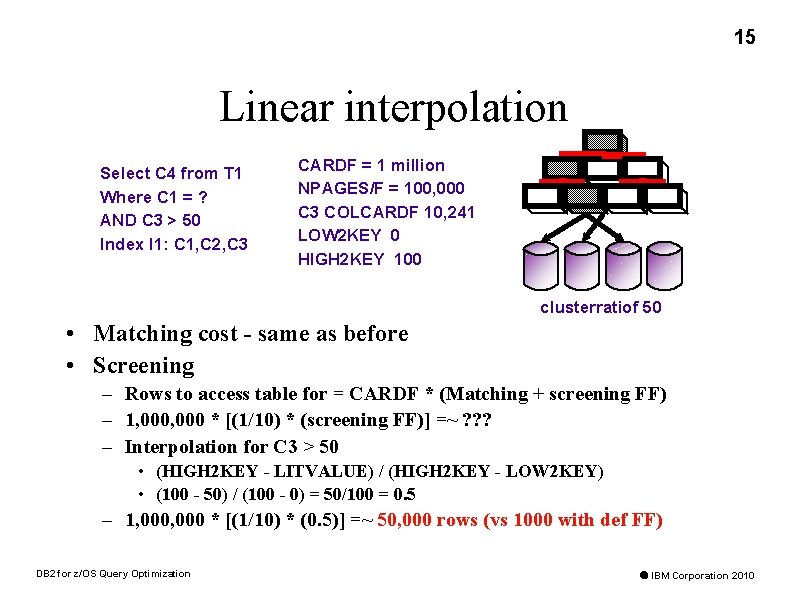 15 Linear interpolation Select C 4 from T 1 Where C 1 = ?
