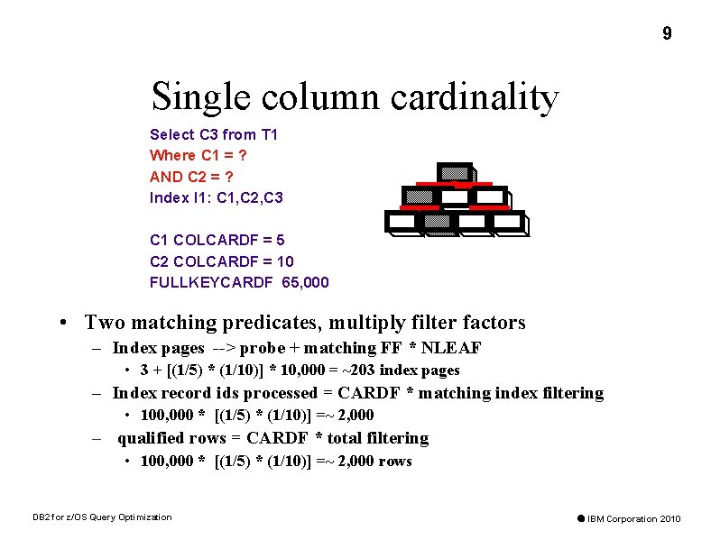 9 Single column cardinality Select C 3 from T 1 Where C 1 =