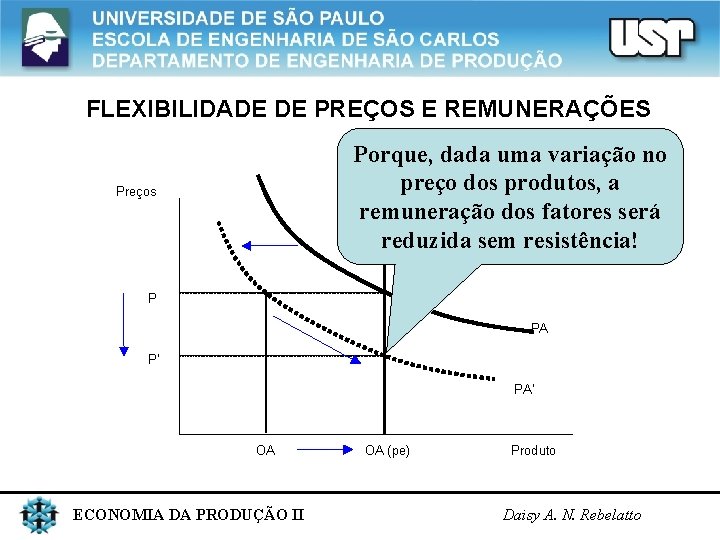 FLEXIBILIDADE DE PREÇOS E REMUNERAÇÕES Porque, dada uma variação no preço dos produtos, a