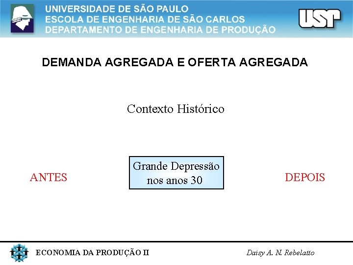 DEMANDA AGREGADA E OFERTA AGREGADA Contexto Histórico ANTES Grande Depressão nos anos 30 ECONOMIA