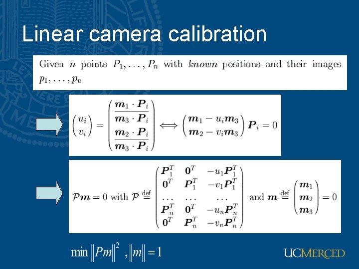 Linear camera calibration 