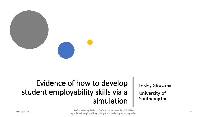 Evidence of how to develop student employability skills via a simulation 09/03/2021 Award winning