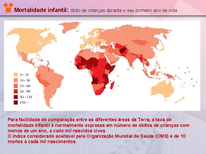 Mortalidade infantil: óbito de crianças durante o seu primeiro ano de vida. Para facilidade