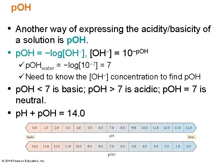 p. OH • Another way of expressing the acidity/basicity of • a solution is