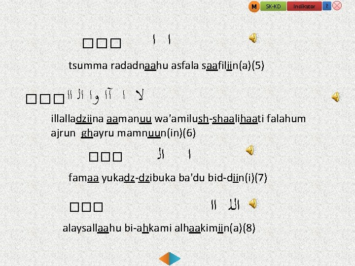 M ��� SK-KD Indikator ﺍ ﺍ tsumma radadnaahu asfala saafiliin(a)(5) ��� ﺍﺍ ﻻ ﺍ