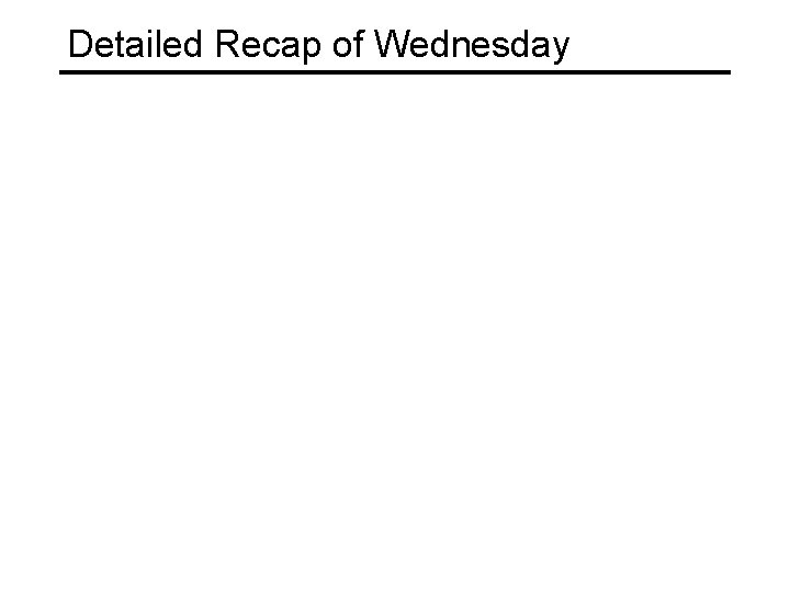 Detailed Recap of Wednesday 