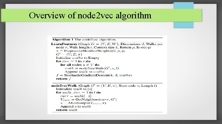 Overview of node 2 vec algorithm 