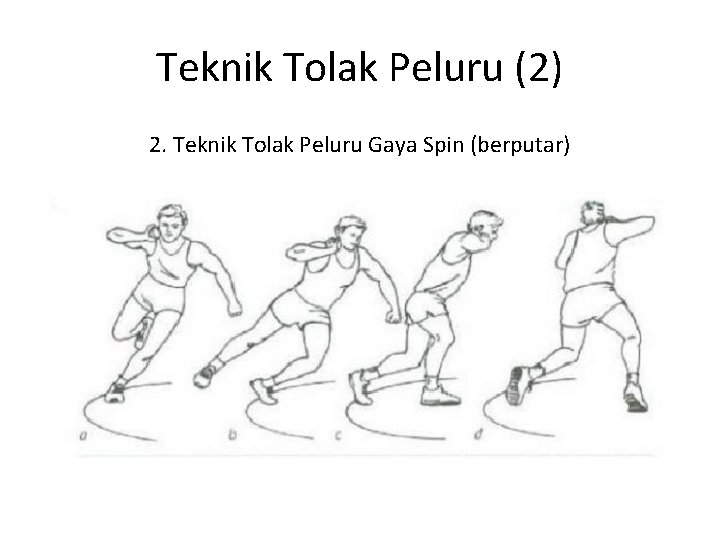 Teknik Tolak Peluru (2) 2. Teknik Tolak Peluru Gaya Spin (berputar) 