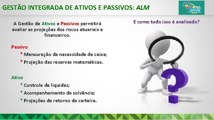 GESTÃO INTEGRADA DE ATIVOS E PASSIVOS: ALM A Gestão de Ativos e Passivos permitirá