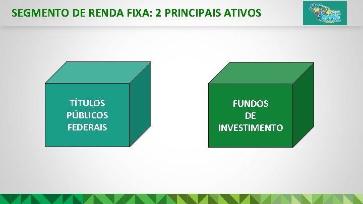 SEGMENTO DE RENDA FIXA: 2 PRINCIPAIS ATIVOS TÍTULOS PÚBLICOS FEDERAIS FUNDOS DE INVESTIMENTO 