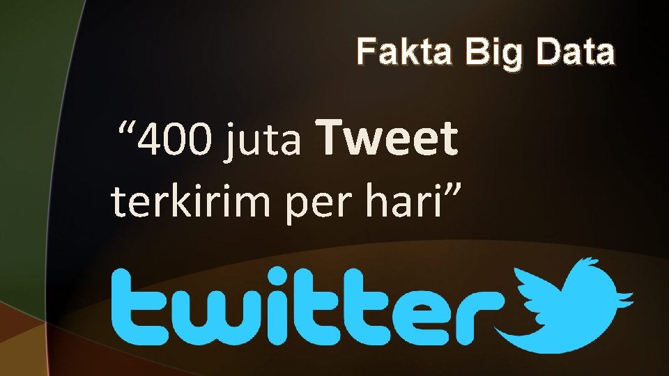 Fakta Big Data “ 400 juta Tweet terkirim per hari” Fakta Big Data “ 400 juta Tweet terkirim per hari”