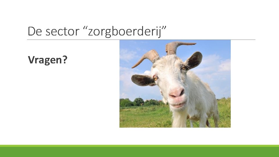 De sector “zorgboerderij” Vragen? 