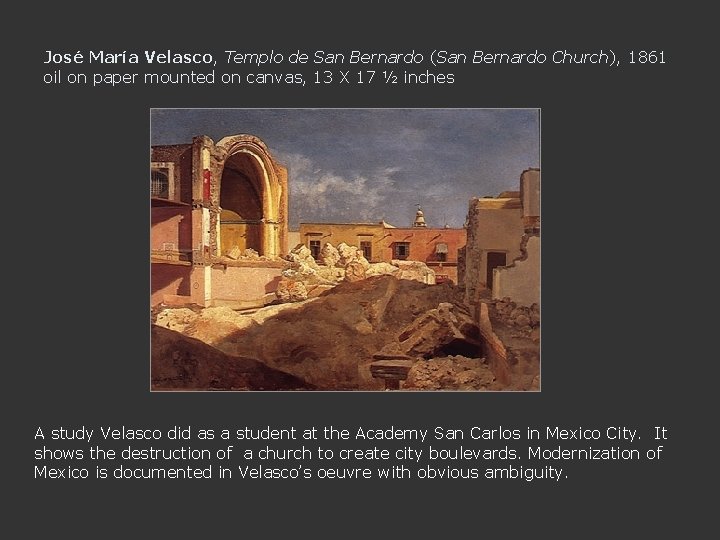 José María Velasco, Templo de San Bernardo (San Bernardo Church), 1861 oil on paper