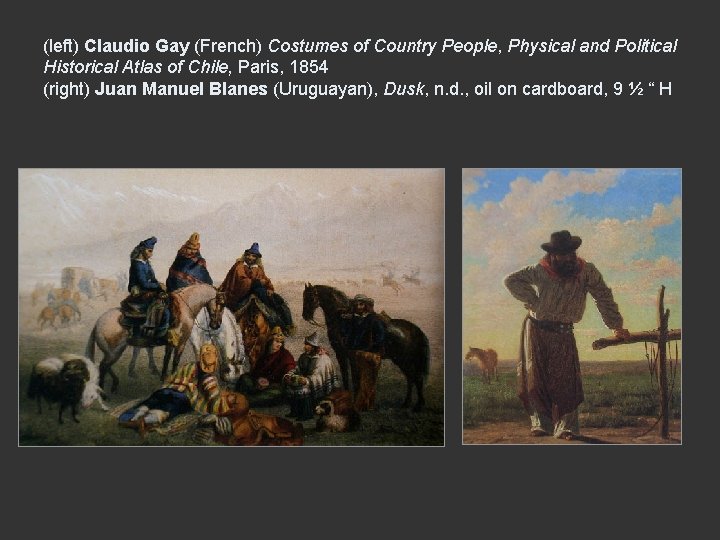 (left) Claudio Gay (French) Costumes of Country People, Physical and Political Historical Atlas of