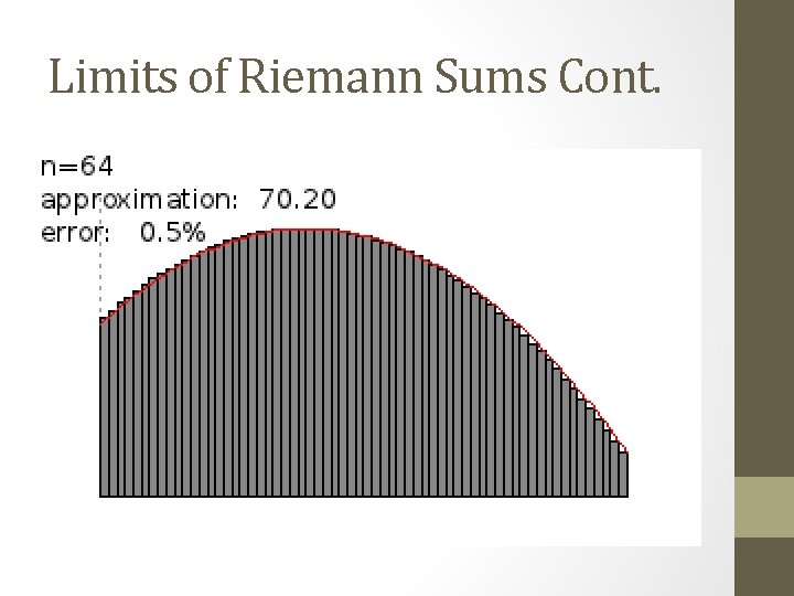 Limits of Riemann Sums Cont. 