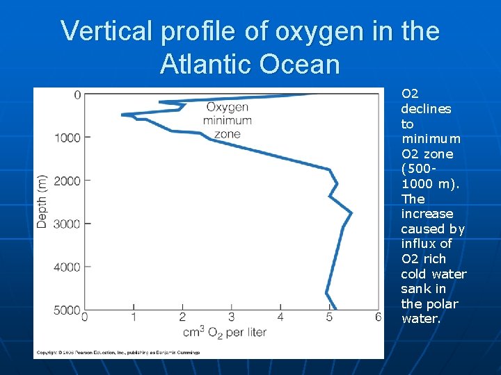 Vertical profile of oxygen in the Atlantic Ocean O 2 declines to minimum O