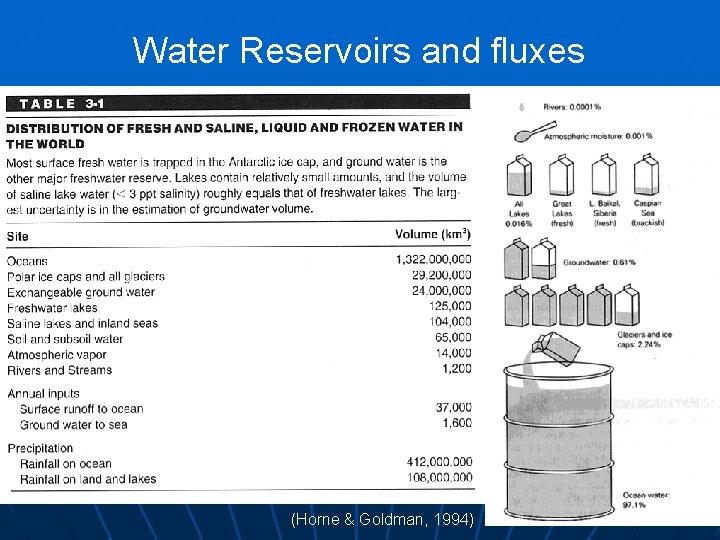 Water Reservoirs and fluxes Renewal Time 300 -11, 000 yrs 12, 000 yrs 60