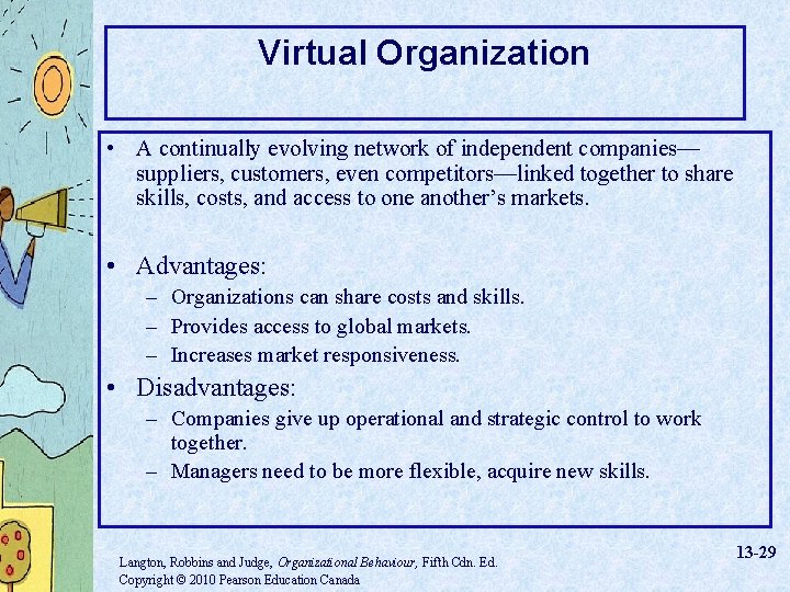 Virtual Organization • A continually evolving network of independent companies— suppliers, customers, even competitors—linked