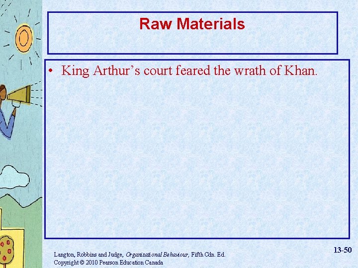 Raw Materials • King Arthur’s court feared the wrath of Khan. Langton, Robbins and