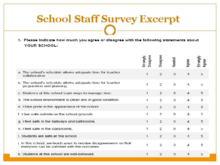 School Staff Survey Excerpt 