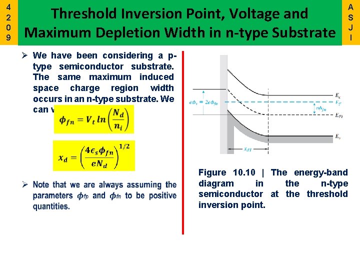 4 2 0 9 Threshold Inversion Point, Voltage and Maximum Depletion Width in n-type