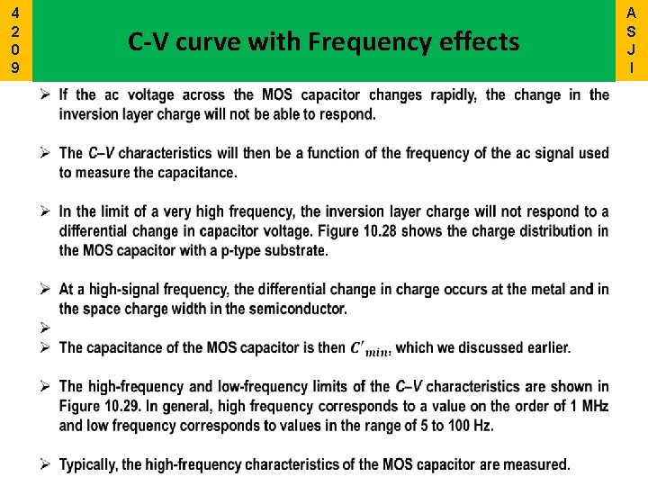4 2 0 9 C-V curve with Frequency effects A S J I 