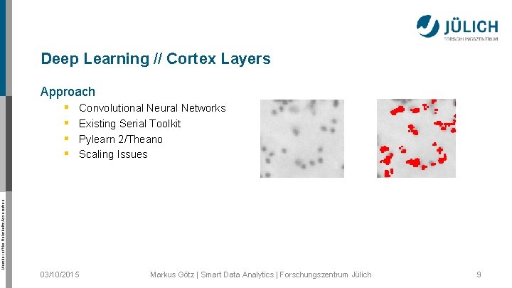 Deep Learning // Cortex Layers Member of the Helmholtz Association Approach § Convolutional Neural
