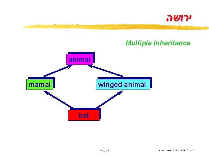  ירושה Multiple Inheritance animal mamal winged animal bat - 11 - . ©