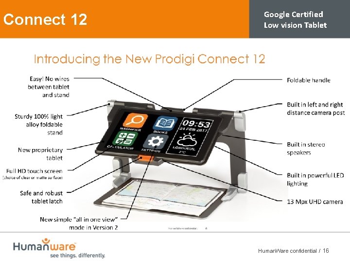 Connect 12 Google Certified Low vision Tablet Human. Ware confidential 16 / 16 