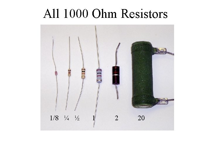 All 1000 Ohm Resistors 1/8 ¼ ½ 1 2 20 