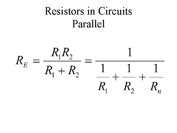 Resistors in Circuits Parallel 