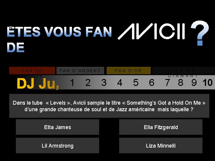 ? ÊTES VOUS FAN DE BRONZE FAN D’ARGENT FAN D’OR F A N D