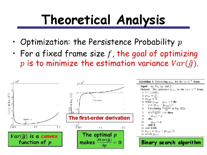 Theoretical Analysis • The first-order derivation Binary search algorithm 